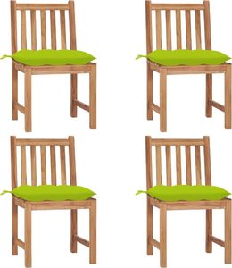vidaXL Krzesła ogrodowe, 4 szt., z poduszkami, lite drewno tekowe 1
