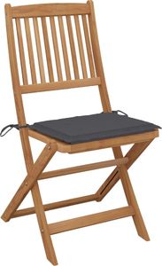 vidaXL Składane krzesła ogrodowe 6 szt., z poduszkami, drewno akacjowe 3