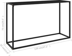 vidaXL Stolik konsolowy, czarny, 120x35x75 cm, szkło hartowane 6