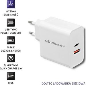 Ładowarka Qoltec 1x USB-A 1x USB-C 3 A (51715) 2