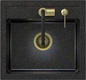 Zlewozmywak Steiner ART JOHNNY 110 (50x47x18,5) Steingran Art Gold Black Pearl z syfonem manualnym, baterią Maggie i dozownikiem czarny opalizacja złota 2