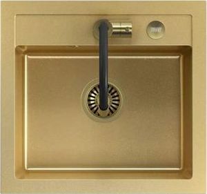 Zlewozmywak Steiner ART JOHNNY 110 (50x47x18,5) Steingran Art Gold z syfonem manualnym, baterią Maggie PVD i zaślepką - złoty 2