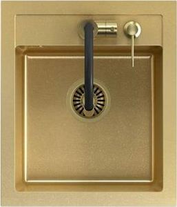 Zlewozmywak Steiner ART JOHNNY 100 (43x50x20,3) Steingran Art Gold z syfonem manualnym, baterią Maggie i dozownikiem - złoty 3
