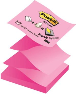 3M Bloczek samoprzylepnych karteczek POST-IT® Z-Notes (R330NAP), 76x76mm, 1x100 kart., różowe (4046719216390) 1