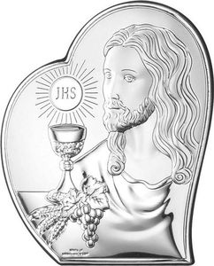 Lovrin SREBRNY OBRAZ 925 JEZUS CHRYSTUS W SERCU RYNGRAF 12x14,5cm 1