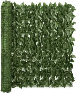 vidaXL Parawan balkonowy, ciemnozielone liście, 600x100 cm 1