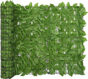 vidaXL Parawan balkonowy, zielone liście, 400x100 cm 1