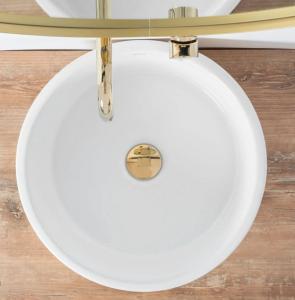Umywalka Rea Helen nablatowa 42cm złota/biała 5