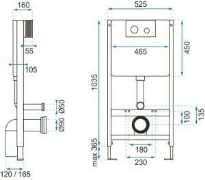 Stelaż Rea Stelaż zestaw podtynkowy do mis WC z przyciskiem H Light Gold 9