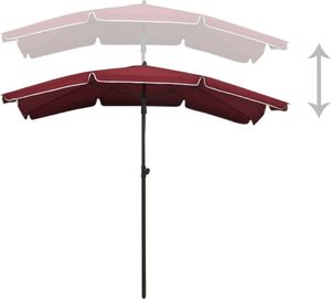 vidaXL Parasol ogrodowy na słupku, 200x130 cm, bordowy 5