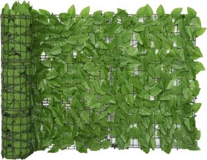 vidaXL Parawan balkonowy, zielone liście, 600x75 cm 1