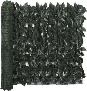 vidaXL Parawan balkonowy, ciemnozielone liście, 300x75 cm 1