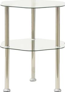 vidaXL 2-poziomowy stolik, 38x38x50 cm, przezroczyste szkło hartowane 1