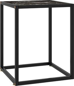 vidaXL Stolik herbaciany, szkło w kolorze czarny marmur, 40x40x50 cm 1