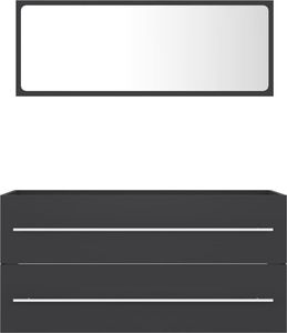 vidaXL 2-częściowy zestaw mebli łazienkowych, szary, płyta wiórowa 6