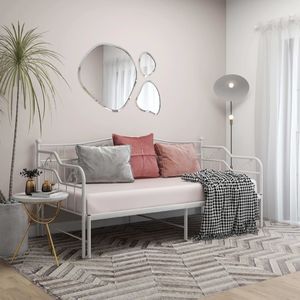 vidaXL Sofa z wysuwaną ramą łóżka, biała, metalowa, 90x200 cm 1