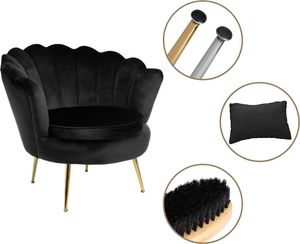 Szchara Fotel Muszelka SHELL na złotych nogach CZARNY dsw 13