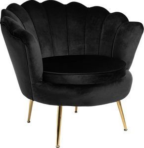 Szchara Fotel Muszelka SHELL na złotych nogach CZARNY dsw 6