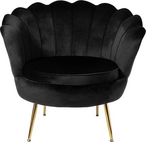 Szchara Fotel Muszelka SHELL na złotych nogach CZARNY dsw 7