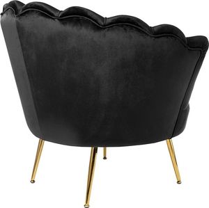 Szchara Fotel Muszelka SHELL na złotych nogach CZARNY dsw 10