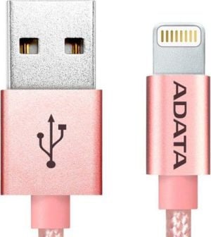 Kabel USB ADATA Lightning, certyfikat MFI, 1m, Aluminium, Rose Gold (AMFIAL-100CMK-CRG) 1