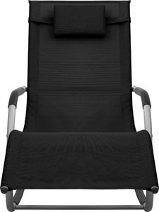 vidaXL Leżak bujany tworzywo textilene czarno-szary 2