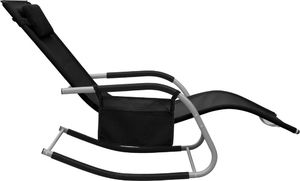 vidaXL Leżak bujany tworzywo textilene czarno-szary 3