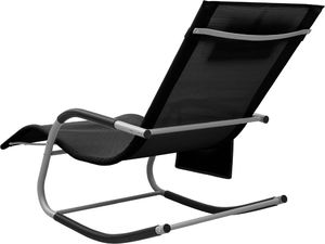vidaXL Leżak bujany tworzywo textilene czarno-szary 4