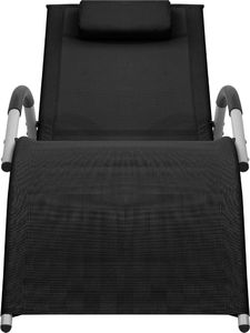 vidaXL Leżak tworzywo textilene czarno-szary 2