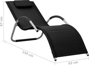 vidaXL Leżak tworzywo textilene czarno-szary 7
