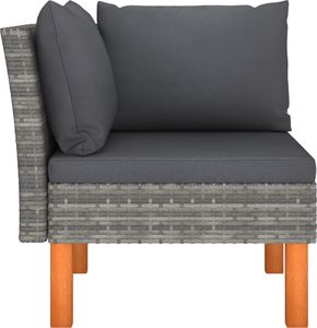 vidaXL Sofa narożna polirattan i lite drewno eukaliptusowe 2
