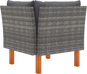 vidaXL Sofa narożna polirattan i lite drewno eukaliptusowe 3