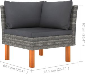vidaXL Sofa narożna polirattan i lite drewno eukaliptusowe 5