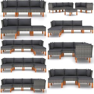 vidaXL Sofa narożna polirattan i lite drewno eukaliptusowe 6