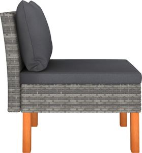 vidaXL Sofa środkowa polirattan i lite drewno eukaliptusowe 3