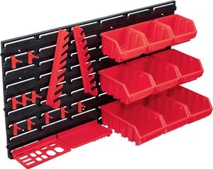 vidaXL 34-częściowy organizer na panelach ściennych, czerwono-czarny 1