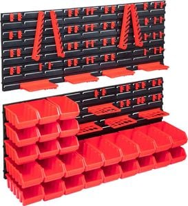 vidaXL 103-częściowy organizer na panelach ściennych, czerwono-czarny 1