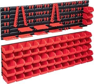 vidaXL 141-częściowy organizer na panelach ściennych, czerwono-czarny 1