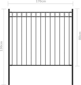 vidaXL Ogrodzenie stalowe do ogrodu, 1,7 x 0,8 m, czarne 4