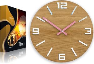 ModernClock Zegar ścienny DĄB ARABIC Biało-Rożowy - klasyk 1