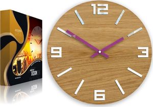 ModernClock Zegar ścienny DĄB ARABIC Biało-Fioletowy Klasyk 1