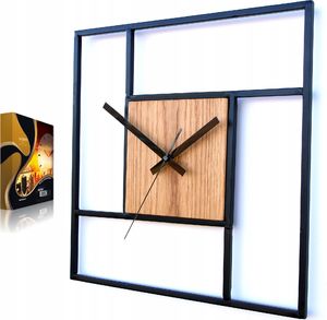 ModernClock Zegar ścienny KWADRAT metalowo-drewniany Retro 1