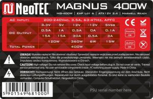Zasilacz NeoTec Magnus 400W (MG-400W) 7