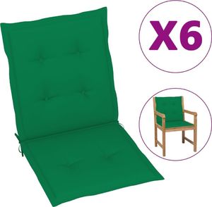 vidaXL Poduszki na krzesła ogrodowe, 6 szt., zielone, 100x50x4 cm 1