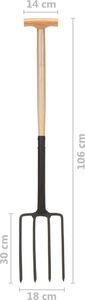 vidaXL Widły ogrodnicze, uchwyt w kształcie litery T, stal i drewno 7