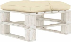 vidaXL Ogrodowy stołek z palet z kremową poduszką, drewniany 1