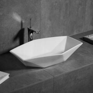 Umywalka Calani Madison nablatowa geometryczna 57 cm biała 3