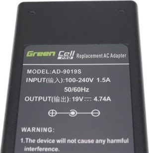Zasilacz do laptopa Green Cell 90 W, 3 mm, 4.7 A, 19 V (AD21-P) 3