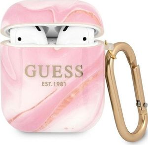 Guess Etui ochronne GUA2UNMP Marble Collection do AirPods 1/2 różowe 1