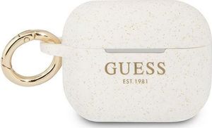 Guess Etui ochronne GUAPSGGEH Silicone Glitter do AirPods Pro białe 1